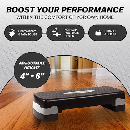 HolaHatha Compact Portable Aerobic Step Platform Exercise Fitness Equipment, Cardio Stepper with Adjustable Height for Home Gym - color: White