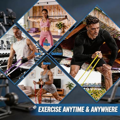 Resistance Bands, 5 Levels Exercise Bands for Men Women, Upgraded Tear Resistant Workout Band with Door Anchor,Body Stretching,Physical Therapy,Muscle Training, Pull Up Assistance Band for Working Out