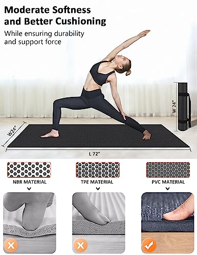 Large Exercise Mat 8'x5'|12'x6'|6'x4'|6'x2' Workout Mat for Home Gym Mats Exercise Heavy Duty Gym Flooring Fitness Mat Large Yoga Mat Cardio Mat for Weightlifting, Jump Rope, MMA, Shoe-Friendly