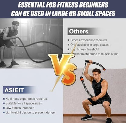 Cordless Battle Ropes for Home Gym, Adjustable Weight Ropeless Battle Rope Sticks Trainer for Fat Burning & Muscle Building Portable Exercise Jump Workout Endless Rope for Women & Men(Black)