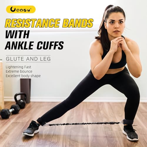 Vertical Jump Trainer Leg Strength Ankle Resistance Bands with Cuffs Workout Equipment for Fitness Basketball Volleyball Tennis Jumping Strength Training Equipment