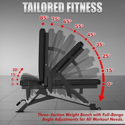 RitFit Adjustable/Foldable Utility Weight Bench for Home Gym - color: BLACK