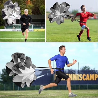 Resistance Parachute for Running, Speed Training Parachute for Sprint, Football, Soccer, Agility and Strength Workouts, Adjustable Belt with Carry Bag - color: black