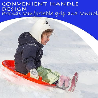 Slippery Racer Heavy-Duty Cold Resistant Downhill Pro Adults and Kids Plastic Outdoor Winter Saucer Disc Snow Sled with Handles (RED, 1)