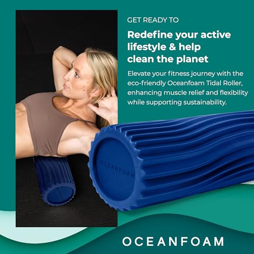 Tidal Roller - Royal Blue - Muscle Massage Foam Roller for Back Pain & Stretching - Firm and Ergonomic Wide Wave Textured - Yoga, Athletics, & Wellness - Full Size, 20" x 5" - color: Royal Blue