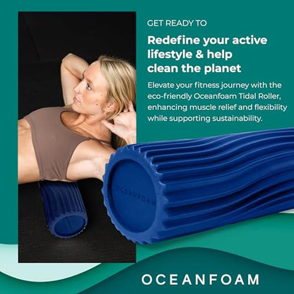 Tidal Roller - Royal Blue - Muscle Massage Foam Roller for Back Pain & Stretching - Firm and Ergonomic Wide Wave Textured - Yoga, Athletics, & Wellness - Full Size, 20" x 5" - color: Royal Blue