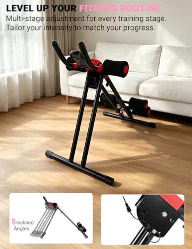 Dual Track ab Workout Machine with 5 Adjustable Heights | Abdominal Exercises Machine for Home Gym | Foldable Core & Ab Trainer with 330lbs Weight Capacity | Ab Women Exercise Fitness Trainer