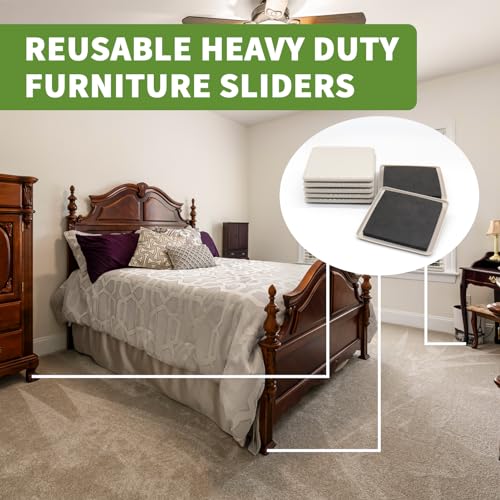 Furniture Sliders for Carpet and Hardwood, 8 PCS 5", Beige - size: Square 8 PCS 5'' Beige
