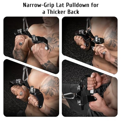 LAT Pull Down Bar Set with 360° Rotatable Handles, LAT Pulldown Attachments for Whole Back Training, Heavy-Duty Locking LAT Pulldown Bars for Home Gym Cable - color: Black