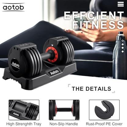 AOTOB Adjustable Dumbbell Set 25/55 Lbs (Pair) Set of 2 - color: 25lbs Black-Pair-Prime