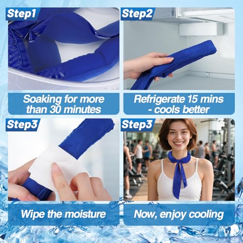 6 Packs Cooling Neck Wraps with Ice Polymer for Hot Weather - Long Lasting Cooling Towels, Neck Cooler for Women Men Summer Heat Sports Camping Working Outdoor