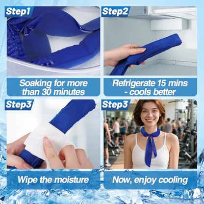 6 Packs Cooling Neck Wraps with Ice Polymer for Hot Weather - Long Lasting Cooling Towels, Neck Cooler for Women Men Summer Heat Sports Camping Working Outdoor
