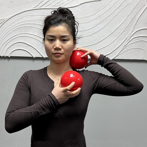 Massage Ball Smooth Ball Set (Pair) - Adjustable Firmness Massage Roller Ball for Back and Neck Massage - for Sensitive Soft Tissue Deep Muscle Gentle Relief (Red) - color: Red