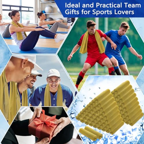 100 Pack Cooling Towels, 40"x12" Cooling Towels for Neck and Face Breathable Soft Chilly Sweat Rag Microfiber Sport Rags for Gym Yoga Golf Running - color: Yellow