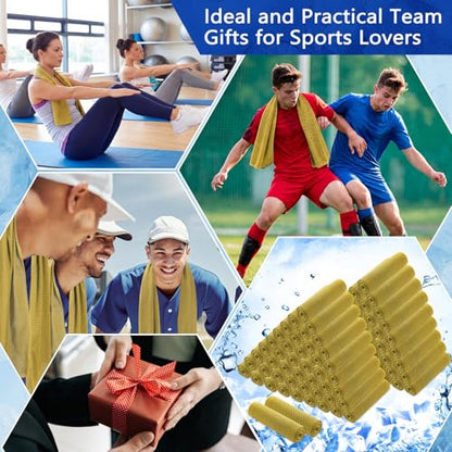 100 Pack Cooling Towels, 40"x12" Cooling Towels for Neck and Face Breathable Soft Chilly Sweat Rag Microfiber Sport Rags for Gym Yoga Golf Running - color: Yellow