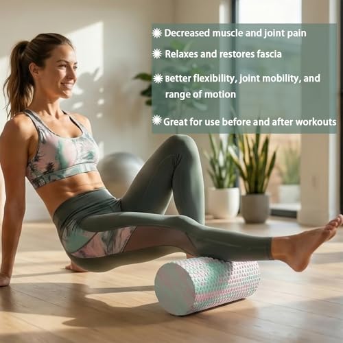 Travel Size Back Roller, High Density Foam Roller for Back Stretching, Physical Therapy, Yoga, Pilates, Post Workout Muscle Recuperation, 12" X 6" Round (Pink)
