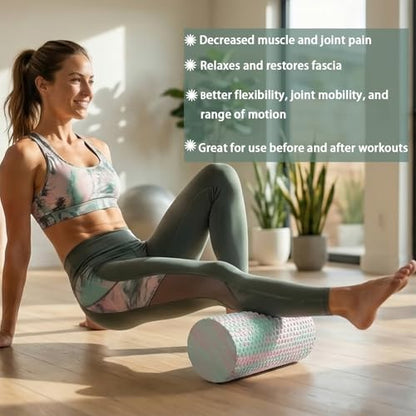 Travel Size Back Roller, High Density Foam Roller for Back Stretching, Physical Therapy, Yoga, Pilates, Post Workout Muscle Recuperation, 12" X 6" Round (Pink)