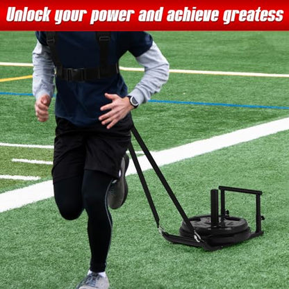 Workout Fitness Sled, Weighted Sleds Push Gym Equipment for Adults & Kids, Compatible with 1" & 2" Weight Plates, Multi-Purpose Sled for Outdoor or Home Fitness Training - size: Medium-Sized