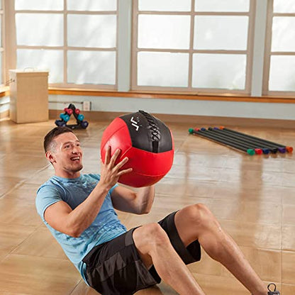 JFit Wall Ball – Premium Soft Weighted Exercise Ball for Strength, Conditioning, Gym & Home Workouts, 4-30 LB - color: Blue/Black, style: 4-Pound