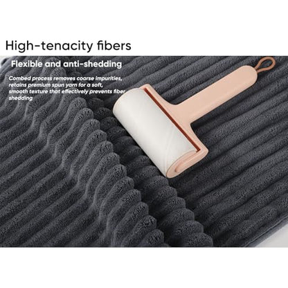 Luxury 4-Piece Quick-Dry Bath Towel Set 27.5X 55 Inches – Ultra Soft Microfiber for Bathroom, Bar, Pool, Gym & Travel – Elegant Twill Design - color: Darkgrey-lightgrey-coffe-orange