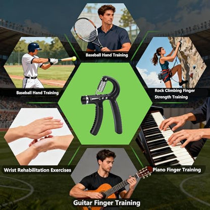 Hand Grip Strength Trainer Kit, 5 Pack Forearm Gripper Strengthener Adjustable Resistance, Hand Strengthening Devices