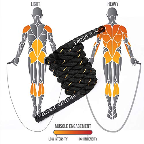 Heavy Jump Ropes for Fitness 2LB/3LB/5LB,Weighted Adult Skipping Rope Exercise Battle Ropes for Men & Women,Total Body Workouts, Power Training in Gym to Improve Strength and Building Muscle - color: 5LB Professional Edition fitness(9.2 ft)