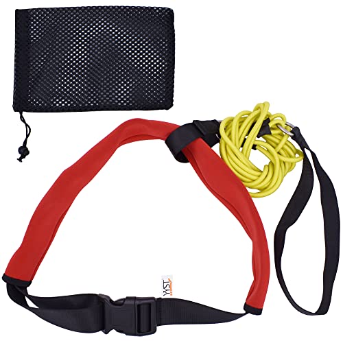 Swimming Bungee Resistance Training Belt Swim Exerciser Tether (One Waist Belt, Bungee Cord, Storage Bag)