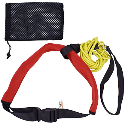 Swimming Bungee Resistance Training Belt Swim Exerciser Tether (One Waist Belt, Bungee Cord, Storage Bag)