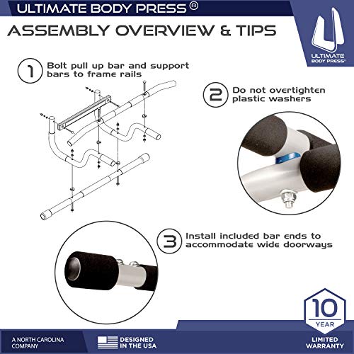 Ultimate Body Press XL Doorway Pull Up bar with Elevated bar & Adjustable Width