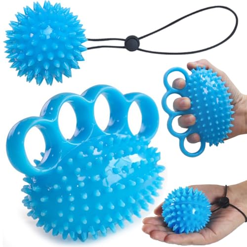 Hand Exerciser Ball, Hand Grip Strength Trainer Finger Extension Exerciser Massager Squeeze Balls for Therapy Arthritis and Carpal Tunnel, Stress Relief, Set of 2