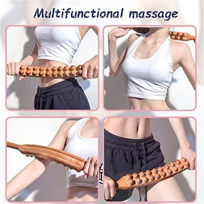 Wooden Gua Sha Tools Anti Cellulite Massage Tool,20 Beads Lymphatic Drainage Stick for Back and Head Relaxing Scrapping 22.83INCH - color: Style E Black 20 Beads