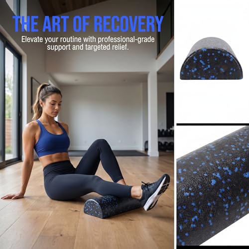 Half Round Foam Roller Neck Gym 18inch Length Muscle Roller Half Roller Foam, Massage Column Roller, Exercise Foam Roller for Yoga, Pilates & Stretching