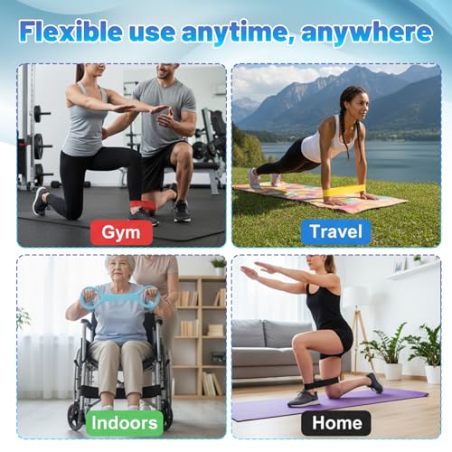 6 Pcs Figure 8 Resistance Band, Arm Resistance Bands with Handles, Loop Stretch Exercise Band Set for Physical Therapy, Yoga, Pilates, Women ＆ Men