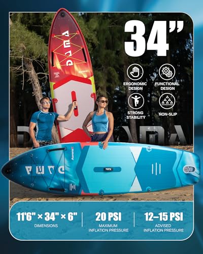 DAMA Stand Up Paddle Board for 2+1 People and Pets, Extra Wide All-Around Stable Design for Beginners, Family Use on Lakes, Rivers & Coastal Waters, 450 lbs Capacity, 11'6" x 34" x 6" - color: blue 11'6"*34"*6"