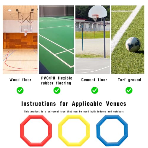 Agility Rings 3 Pcs Suitable for Sports & Fitness Step Training, Non-Slip Silicone Speed Training Rings with 192 Suction Cups, Training Equipment for Basketball Soccer Street Dance