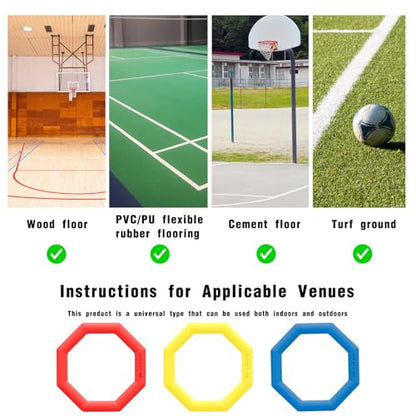 Agility Rings 3 Pcs Suitable for Sports & Fitness Step Training, Non-Slip Silicone Speed Training Rings with 192 Suction Cups, Training Equipment for Basketball Soccer Street Dance