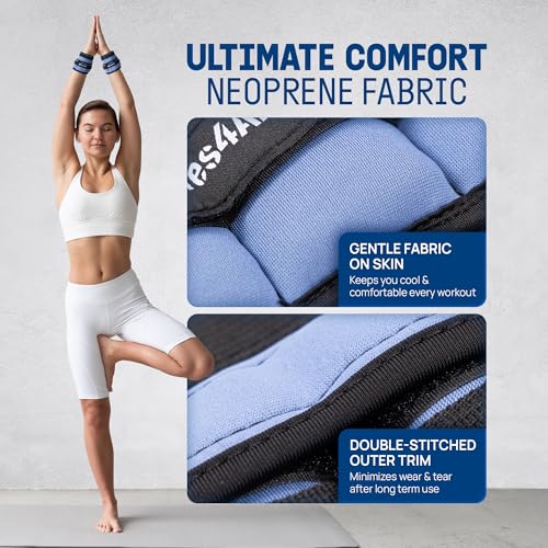 Yes4All Adjustable Wrist & Ankle Weights 3.5/5 LB Pair, Leg Weights for Women & Men, Weighted Arm Bands with Removable Sandbags for Fitness, Pilates, Walking, Strength Training - Versatile Colors - color: Blue, style: 5LB x 2