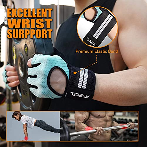ATERCEL Weight Lifting Gloves Breathable Workout Gloves with Wrist Support for Gym, Exercise, Pull ups, Super Lightweight for Mens and Women, Full Palm Protection