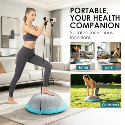 Half Balance Ball Trainer - Balance Ball Trainer with Resistance Bands and Foot Pump,Stability Ball for Exercise, Full-Body Workouts, Home Gym