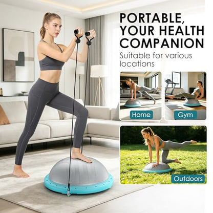 Half Balance Ball Trainer - Balance Ball Trainer with Resistance Bands and Foot Pump,Stability Ball for Exercise, Full-Body Workouts, Home Gym