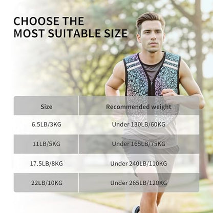 PROIRON Weighted Vest Soft Washable for Men Women 6.5lbs/11lbs/17.5lbs/22lbs,Fully Reflective Running Weight Vest,No Leakage Weighted Vest for Fitness,Workout,Weight Loss,Strength Training