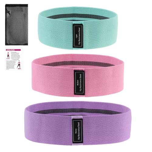 Fabric Resistance Bands for Women - 3 Levels Booty & Leg Workout Bands for Glutes, Thigh Squats Pilates Yoga, Non Slip Exercise Band,Portable Home Gym Set with Bag