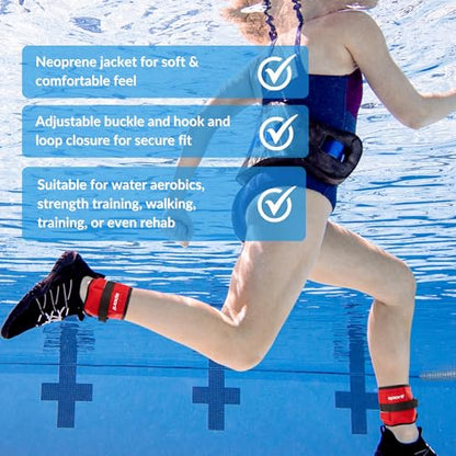 Sporti Fitness Ankle Weights Aqua Belt Pool Exercise for Women & Men - color: Ankle Weights - Black - 10 lb