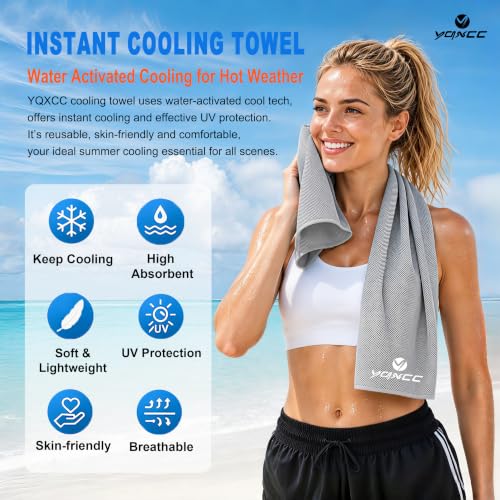 4 Pack Cooling Towels, Instant Cooling Neck Wraps, Ice Towel | 40" x 12" Soft Breathable Microfiber Chilly Towel for Face & Neck, Ideal for Gym, Yoga, Golf, Running, Camping & Hot Weather - color: Dark Blue, Green, Dark Gray, Light Gray