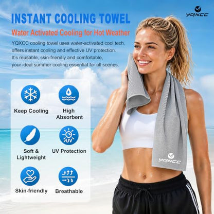 4 Pack Cooling Towels, Instant Cooling Neck Wraps, Ice Towel | 40" x 12" Soft Breathable Microfiber Chilly Towel for Face & Neck, Ideal for Gym, Yoga, Golf, Running, Camping & Hot Weather - color: Dark Blue, Green, Dark Gray, Light Gray