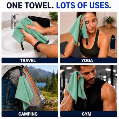 Backpacking Ultralight Quick Dry Microfiber Soft Fast Drying Hand and Face Towel Wash Cloth Camping Yoga Hiking Active Lifestyle Small (Green, Small) - color: Green, size: Small