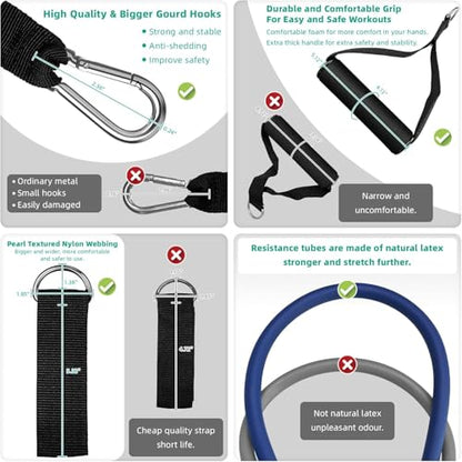 Resistance Bands for Working Out, Exercise Bands with Handles, Stretch Bands for Exercise, Workout Bands with Door Anchors for Physical Therapy & Strength Training