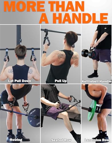 Neutral Grip Pull Up Handles, Wrist Shoulder Elbow Friendly, 12 Angle Adjustable Lat Pulldown Handle Rowing Grips, 2Pcs, Patented