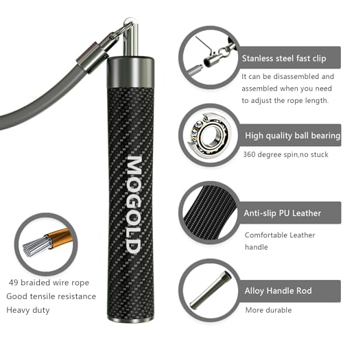 Weighted Jump Rope, 1LB - 3 Pre-Sized Lengths (M/L/XL) for Perfect Fit, No Adjustment Needed! Ergonomic Faux Leather Handle for HIIT, Strength, Cardio & Fat Burn