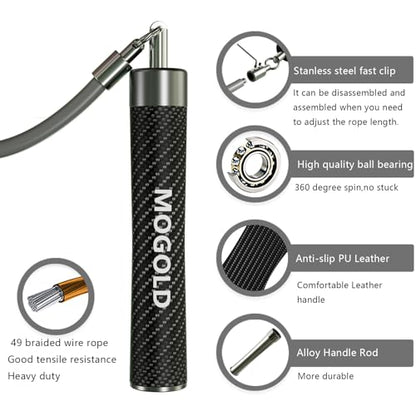 Weighted Jump Rope, 1LB - 3 Pre-Sized Lengths (M/L/XL) for Perfect Fit, No Adjustment Needed! Ergonomic Faux Leather Handle for HIIT, Strength, Cardio & Fat Burn